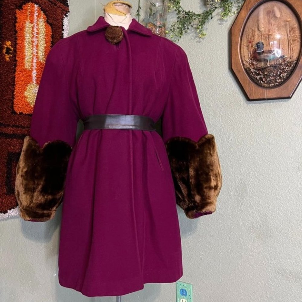 VTG 40s 30s Coat RARE! Fur, Wool Pin Up.